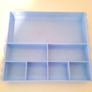 Vanity Drawer Organizer 1960s Powder Blue Plastic 9.5" X 8" Desk Organizer VTG